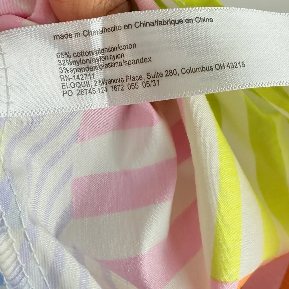 Eloquii Bold Striped Patchwork Bow Spring Maximalist Dress